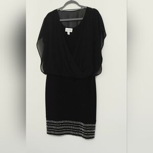 Joseph Ribkoff Dress Womens Size 10 Black Sheath Dolman Sleeves Beaded Preowned